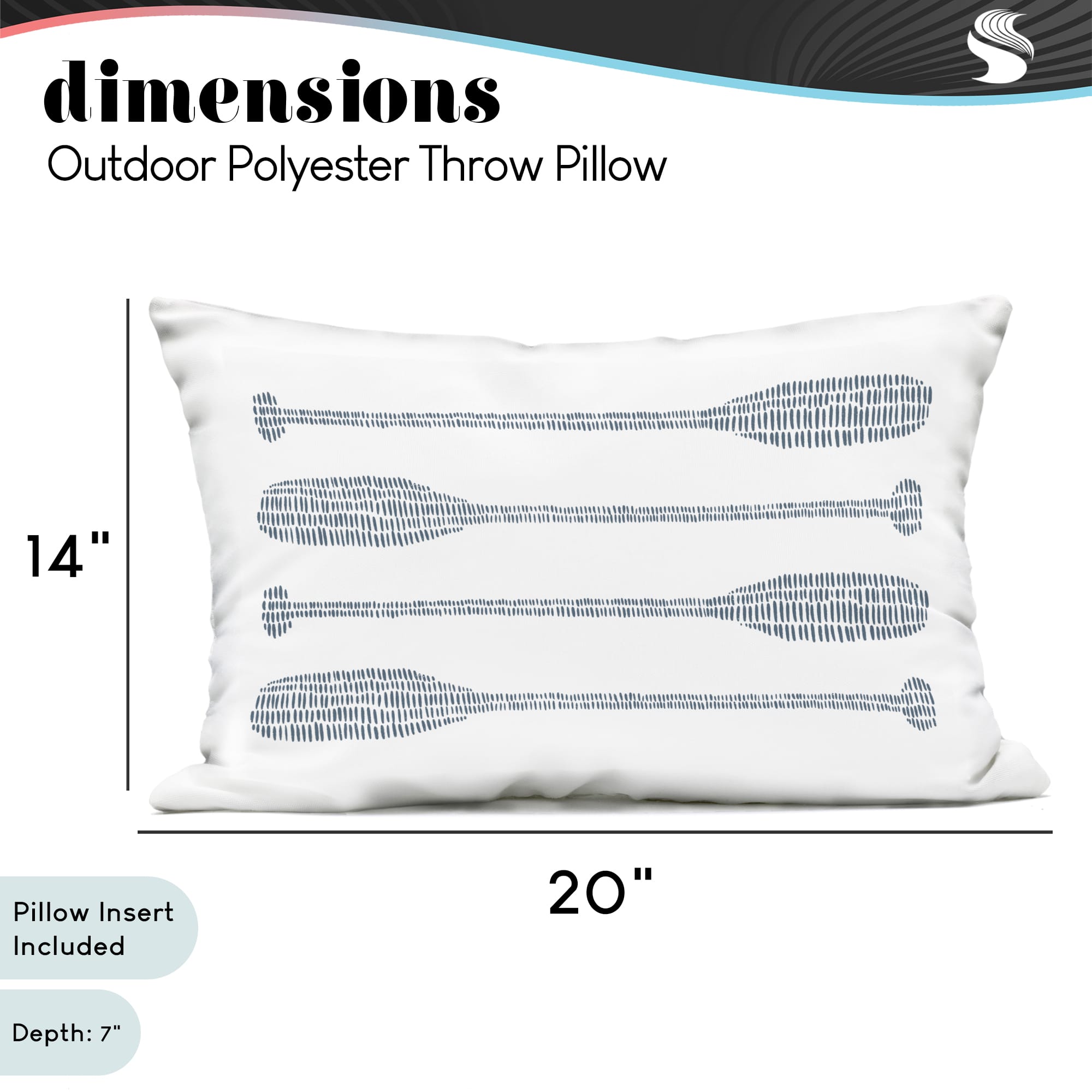 Stupell Industries 14" x 20" Minimal Boat Oars Outdoor Print Throw Pillow